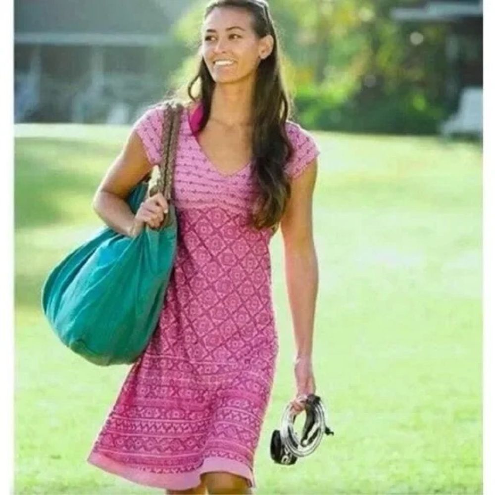 Athleta Dhara Dress In Pink Burnout Casual Layered 1X